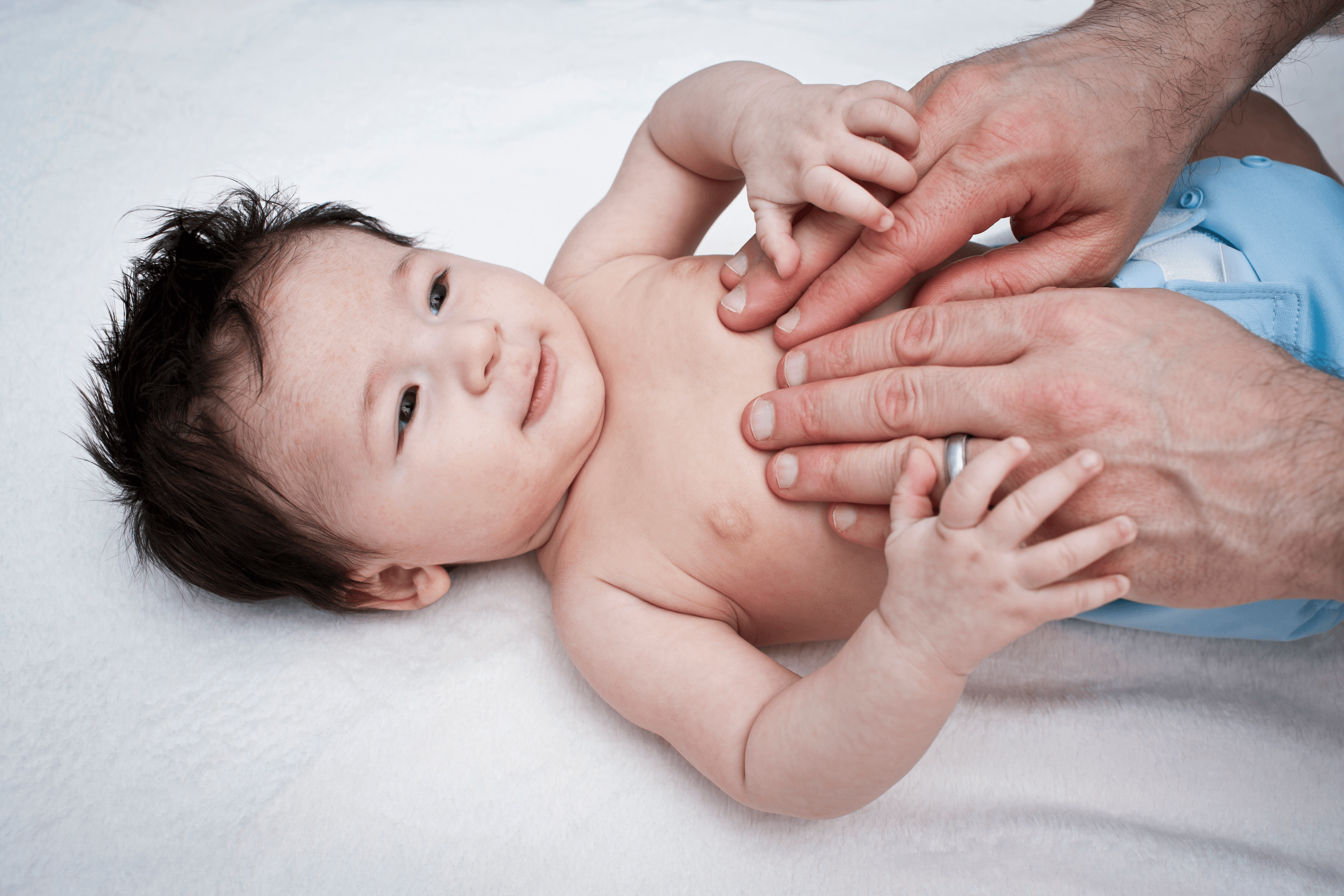 Baby being massaged