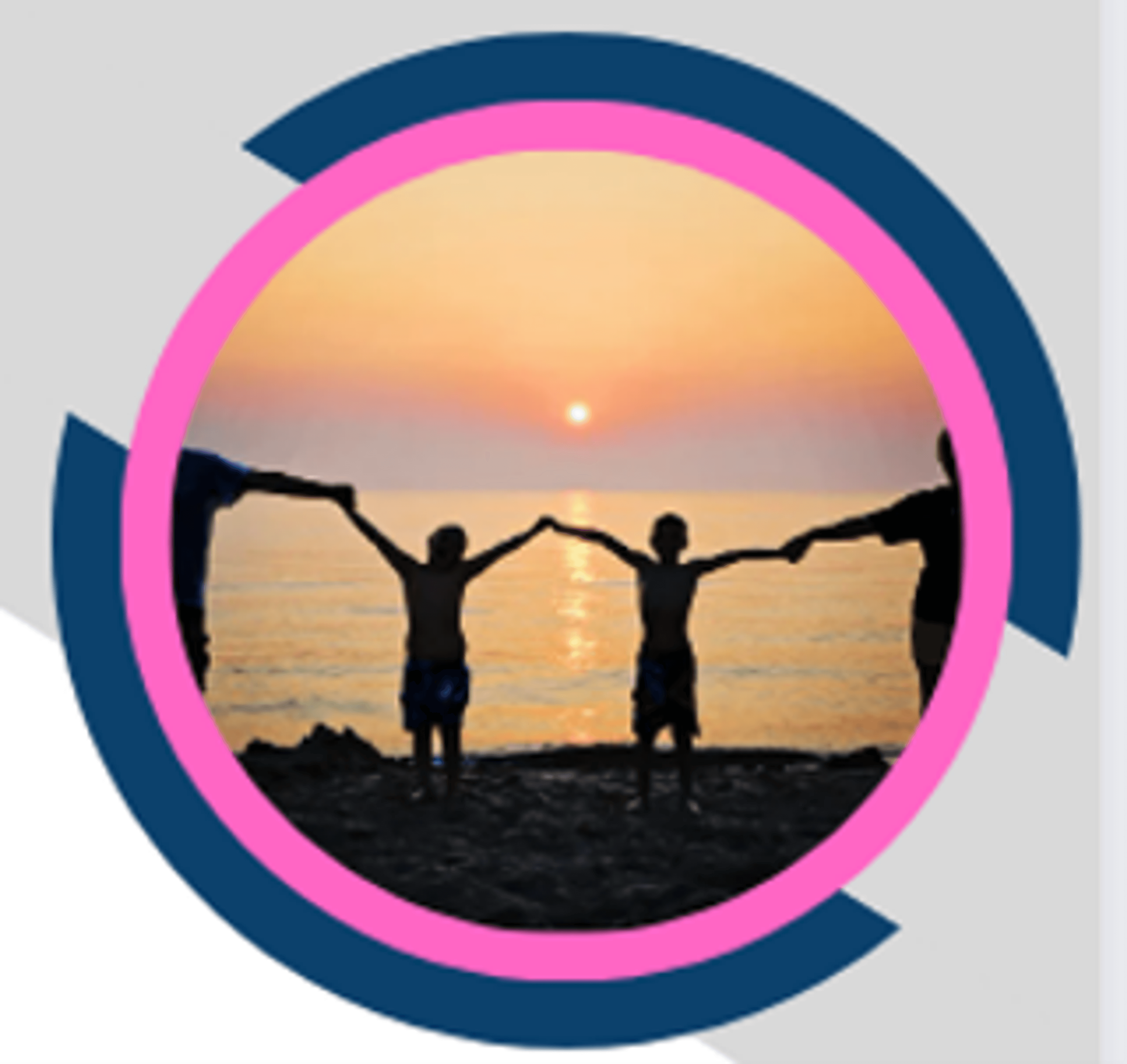 Family holding hands watching sunset